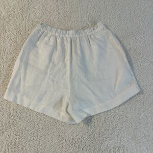 Women’s Lightweight Linen-Blend Elastic Waist Shorts - White